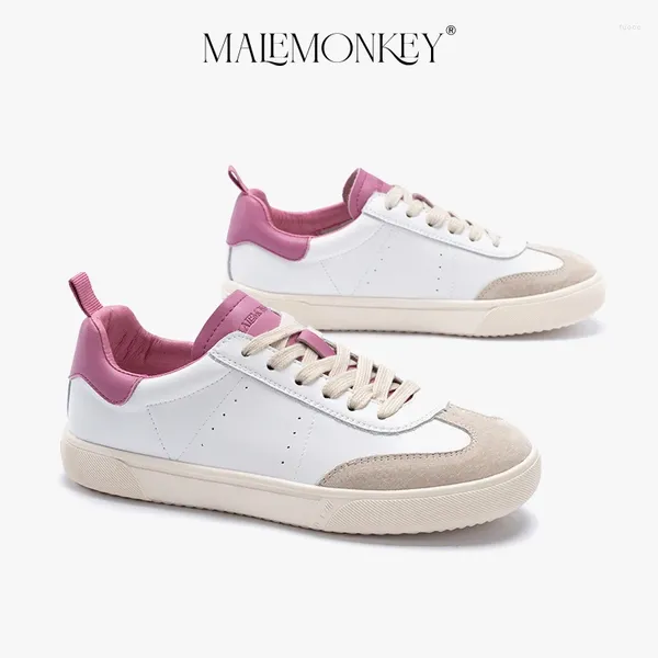 Повседневные туфли Malemoneky Sport Women Leather Flat 2024 Неоплачивающие дышащие дамы модные тренер