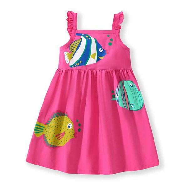 Vestidos de menina meninas maven meninas vestidos sem mangas animais estampas de peixe meninas de meninas