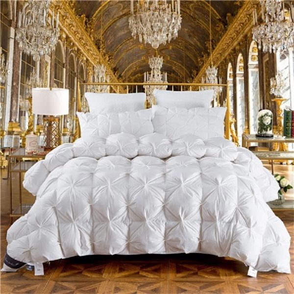 setzt 100% Gans Down Duvet 3D Luxus gesteppte Quilt King Königin in voller Größe Tröster Winter Dicke Decke Feste Farbe