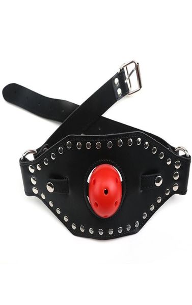 Bondage Gear Mund Knebel Kopfgurt Mündung Fetisch Masken Biss Gag Sex Toy Leder BDSM Offener Mundball Gags für Paare Sex Game8862670