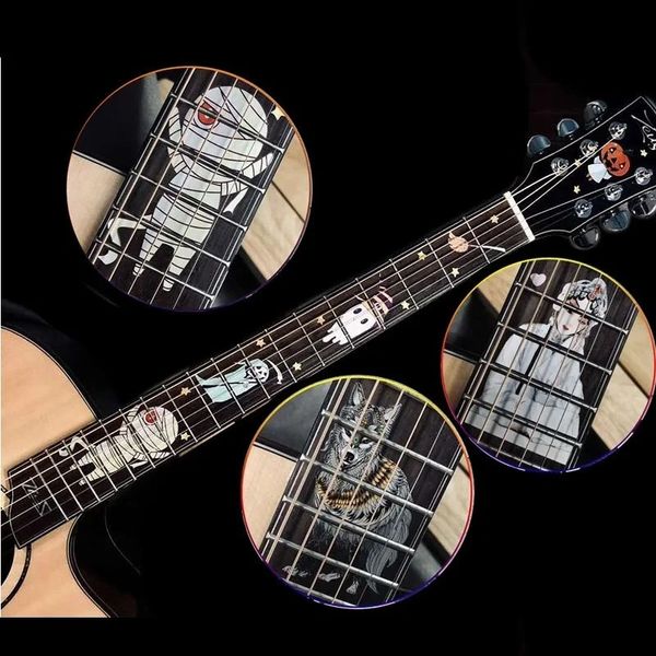 En yeni DIY Guar Guiter Klavye Kabon Kaçağı Sticker Cadılar Bayramı Kurt Pekin Opera Guitarra Fret Sticker Çıkartma Gitar Aksesuarları