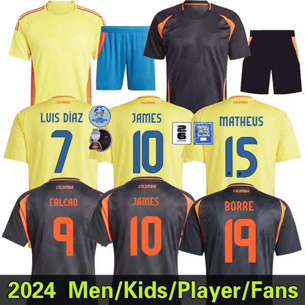 24 25 Colômbia James Soccer Jerseys 2024 Columbia Copa America Copa Camisetas Camisa de futebol da equipe nacional D.Valoyes Arango C. Chucho Cuadrado Home Away Men Kit Kit Conjunto