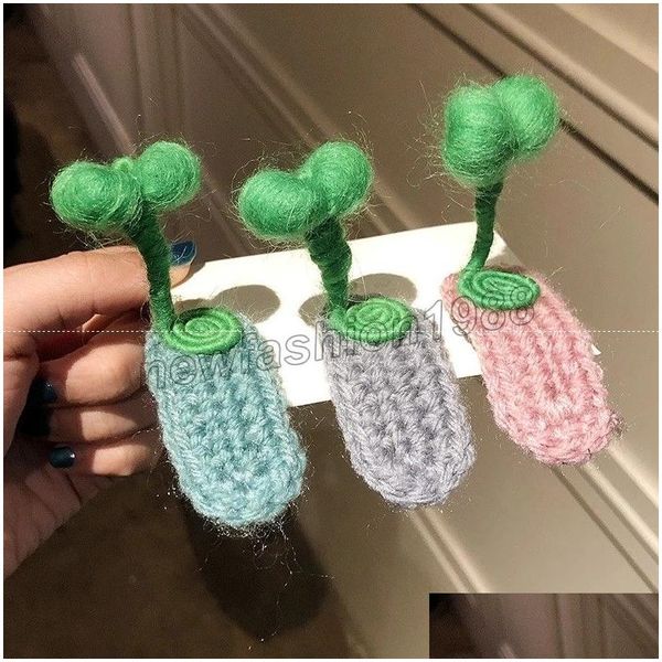 Haarzubehör niedliche Bohnen Sprouts Haarnadel Lustige Vintage Show Sprout Blumenpflanze Clips für Kinder Mädchen Frauen Drop -Lieferprodukte t Dhry5