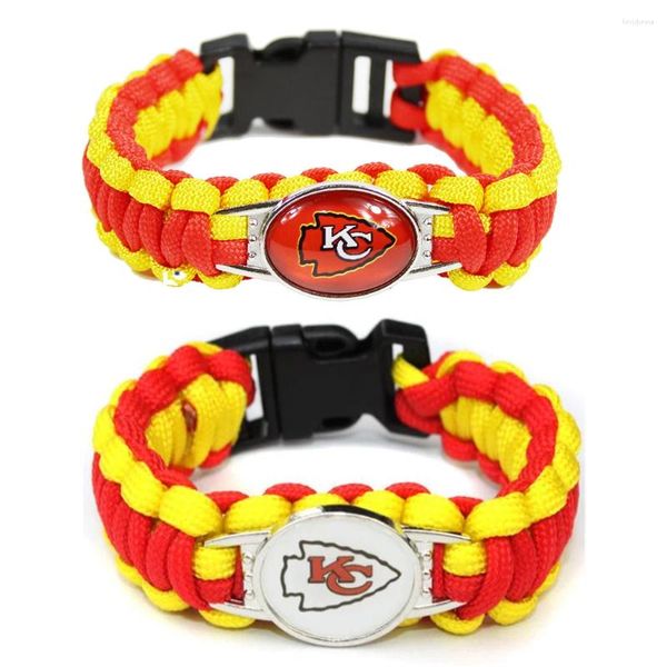 Bangle 18 Mm Charms de futebol de vidro de 25 mm Carta KC Bracelet Paracord Sobrevivência Rope Sports Bangles Sports Jóias Diy