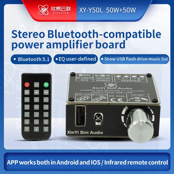 Amplificador Hifigrado 50W+50W Estéreo Bluetooth Digital Power Amplifier Board Módulo Dual Cannel com Controle Remoto Y50L