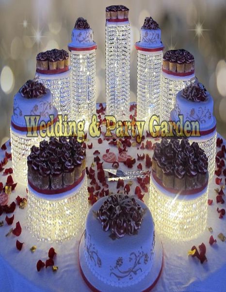 Scintillando cristallino ghirlande lampadario della torta nuziale stand di compleanno per la festa di compleanno decorazioni per centrotavola da tavolo7149607