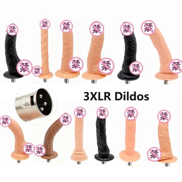 Prodotti Attaccamento del dildo realistico per la macchina per sesso con 3 xlr Connector G Spot Sex Toys for Women Masturbation