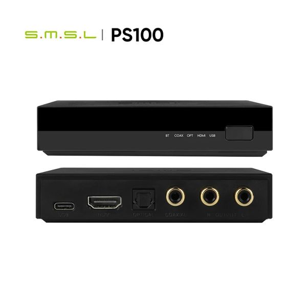 Converter SMSL PS100 USB C DAC AMP Bluetooth Coaxial Optical HDMI Audio Converter amplificador multifuncional para música de carro em casa ES9023 Chip