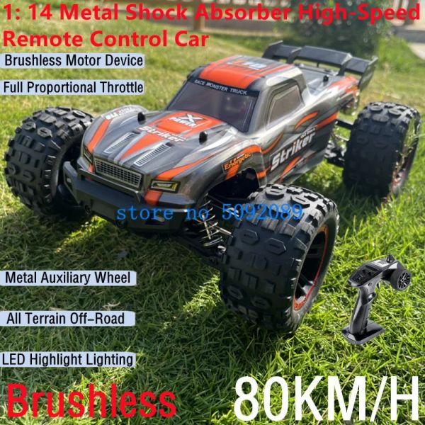 Автомобили Профессионал 1:14 Металлический амортизатор RC Drift Racing Car 80 км/ч. Бесщетающий полностью водонепроницаемый грузовик с дистанционным управлением ESC Highspeed Highspeed Direce