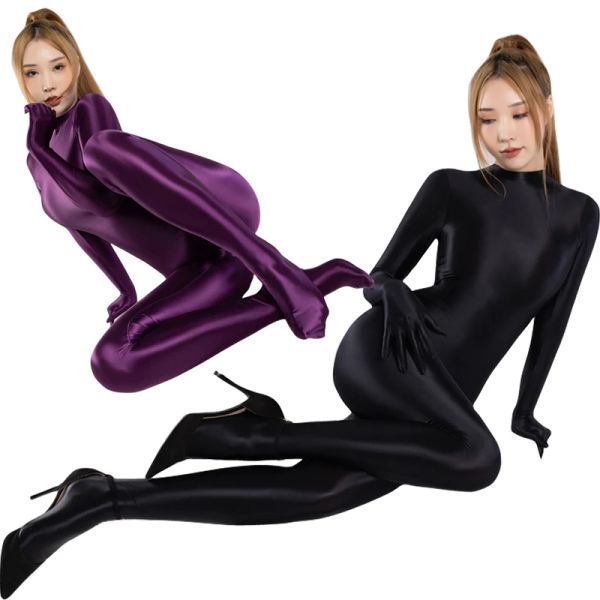 Abiti da donna sexy body Onepiece Swim costumini setosi Silky Shiny collant muta Yoga Zentai Plus size tute tute turistiche