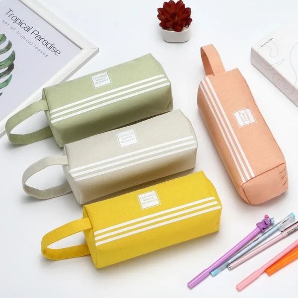 Portable Tela Pencil Case School Forniture Borsa di stoccaggio Borsa a matita a doppio strato sacchetto per penna per studente