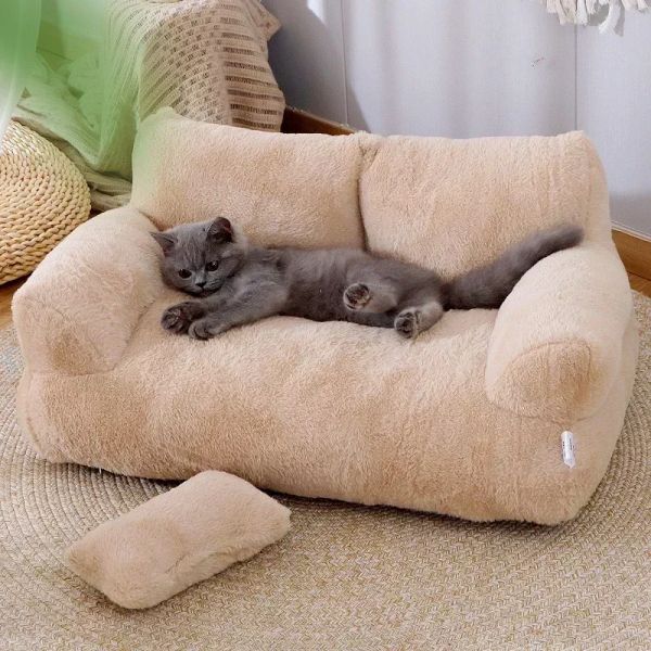 Ospita il divano del letto di gatto di lusso inverno gatti caldi gatti peluche gattino nido cuccioli cani gatti per il divano che dorme tappetini