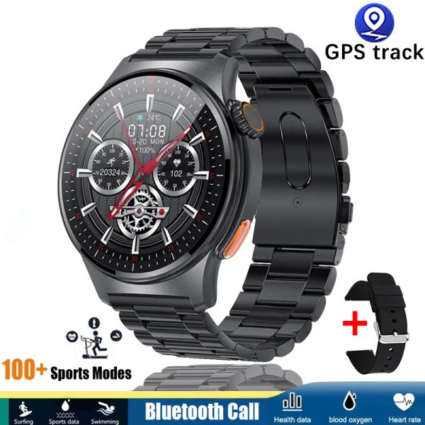 Relógios QW49 Smart Watch de aço Smart Strip Smartwatch Men ECG+PPG 1.39inch Display Bluetooth Call Watch With Encoder