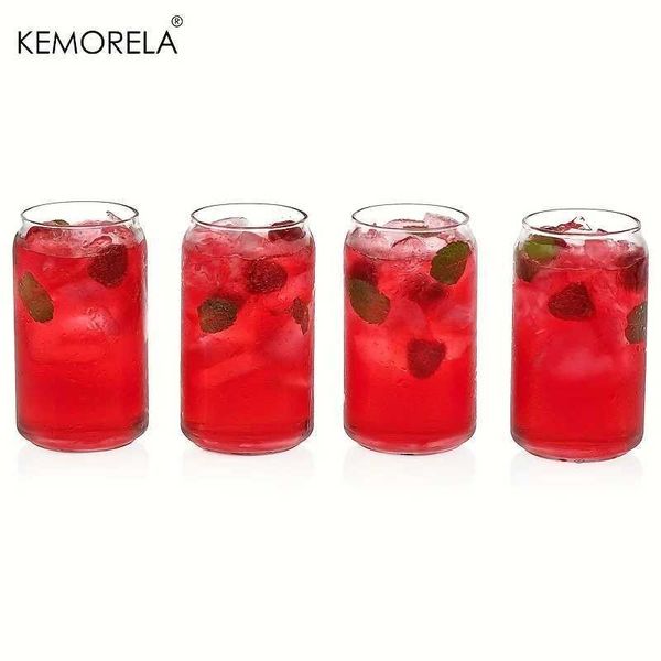 Tumblers 4pcs da 250 ml di bicchieri da bevute possono sagnare tazze di vetro julep a forma di tè rosa ghiacciato Tumbler Cocktail whisky cocktail trasparente H240506