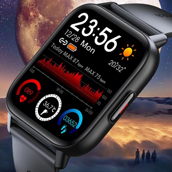 Relógios QS16 1,69 polegada relógio inteligente Men Temperatura corporal Touch completo smartwatch Mulheres precisas Monitor de oxigênio Relógio 2023 PK P8