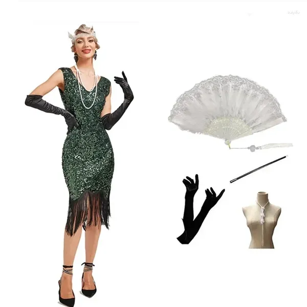 Abiti casual Wepbel abito da paillettes vintage con paillettes vintage donna sexy elegante gatsby a v-scootto da sera coste da ballo