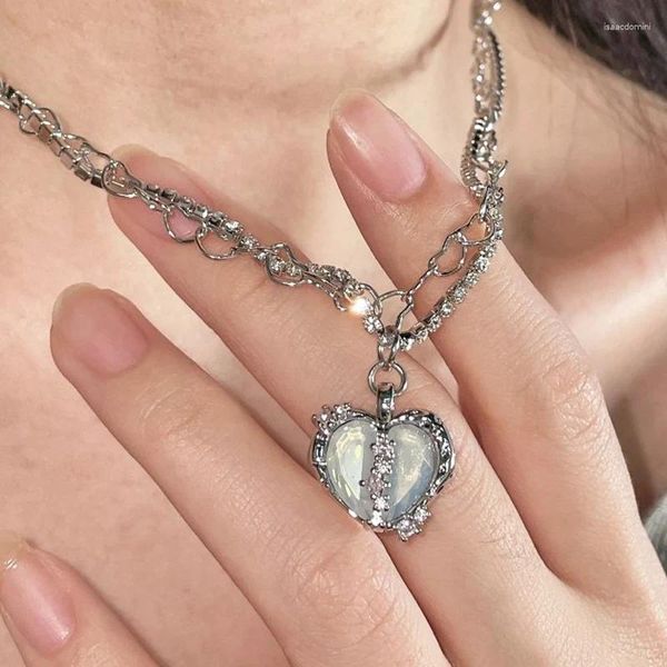 Catene vintage goth cuore girocollo girocollo collana catena di clavicole per donne ragazze punk orecchio anello squisito di tendenza gioielli accessori