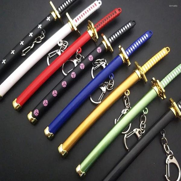 Keychains Anime One Piece Oito Cor Roronoa Zoro Espada 15cm Chaves Mulheres Mulheres Meninas Corção Saber Sabre Chain Katana