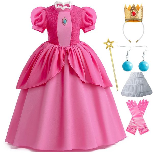 Chiffon Lace Girls Cosplay-Kleid Baby Kids Vestidos Party Kleider Karneval Halloween Kostüm für 3-11 Jahre 240417