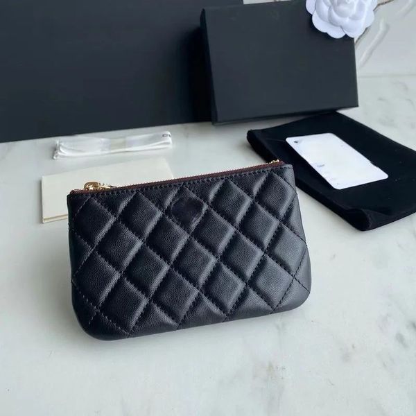 Chanei CC Wallet Wallet Luxus Designer Brieftasche kleine Geldbörse Kartenhalter Kredit Brieftaschen Frauen Klassische schwarze Struktur Mode Echte Leder Clamshell