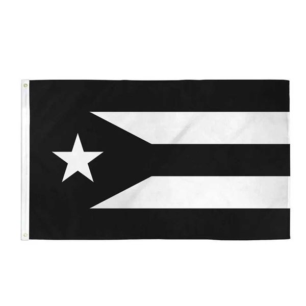 Banner Flags Puerto Rico Flag Black White Banner Banner protesta ricamato a 90x150 cm poliestere