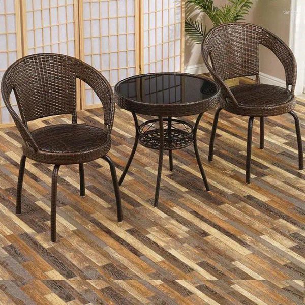 Mobili da campo sedia a tre pezzi Rattan Piccolo tavolino da caffè balcone e cortile per esterni moderni singoli combinazioni singoli