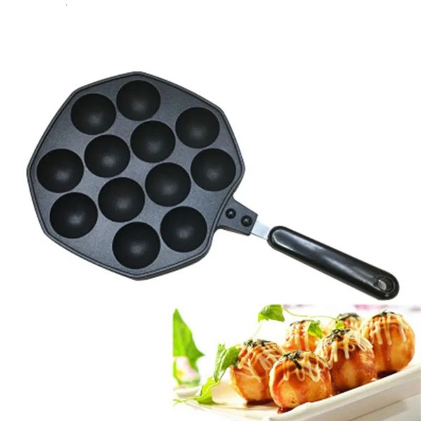 Holarom 12 Cavidades Alumínio Alumínio Takoyaki Pan Takoyaki Octopus bolas pequenas bolas de cozinha Ferramentas de cozinha em casa 240423