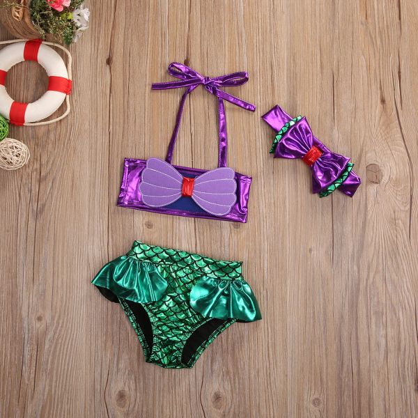 Badebekleidung 08y Kinder Badebekleidung Mädchen Bikini Set 2022 Sommer Meerjungfrau Baby Badeanzug Kinder Strandbekleidung Badeanzüge Badeanzüge
