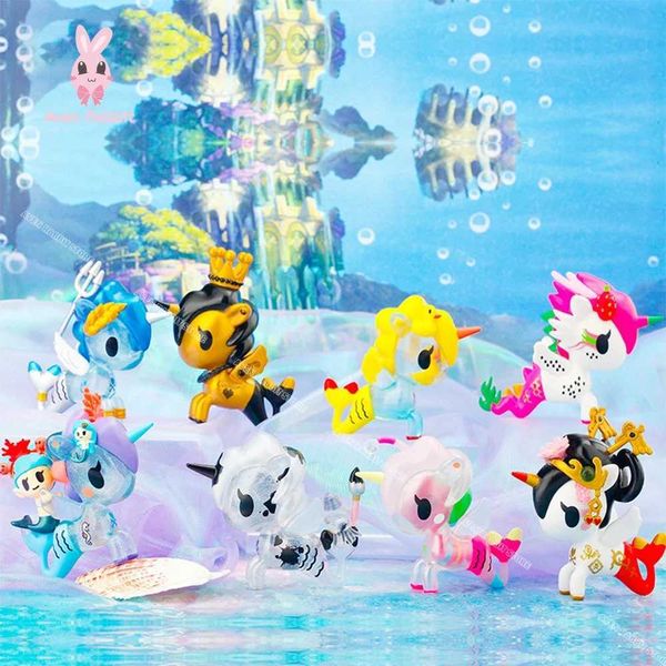 Blind Box Mermaid Blind Box Tokidoki Sereia Série da Família 4 Blind Box Doll Action Toy Girls Girls Collect Kids Frete grátis T240506