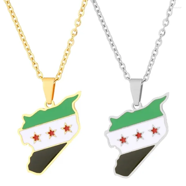 Colares pendentes de pingente Map Síria Colar tradicional de amizade para homens Homens de joalheria Festa de festas de festas