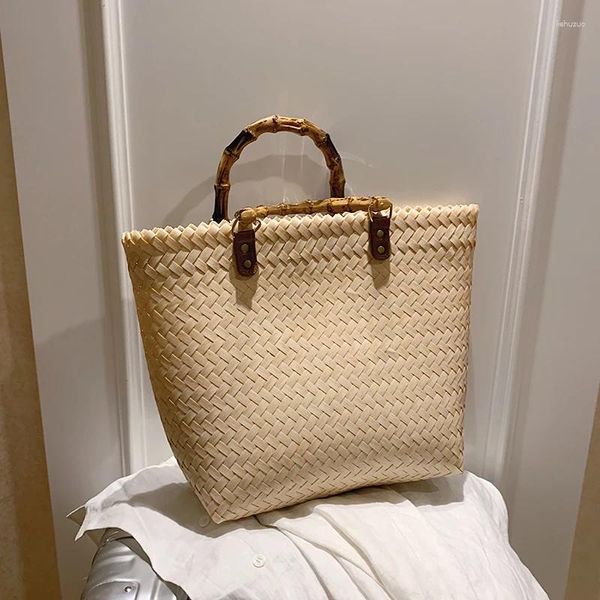 Totes Bolsa de praia casual Big Straw Madeira Mulheres de Viagem Bolsas de Travel