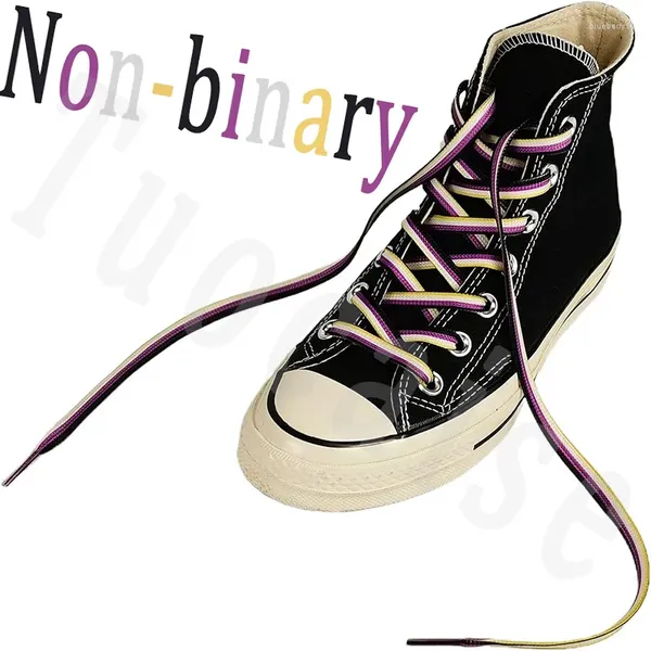 Parti di scarpe 1PAIR GIFI Non binarie Gay Pride Shoelaces Personalità Colore piatto Shoelace Vertical Stripes Trend
