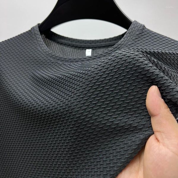 Magliette da uomo 2024 maglietta estiva a manica corta maglietta di fascia alta seta di ghiaccio traspirante in modo casual di moda rotonda marca di abbigliamento da marca