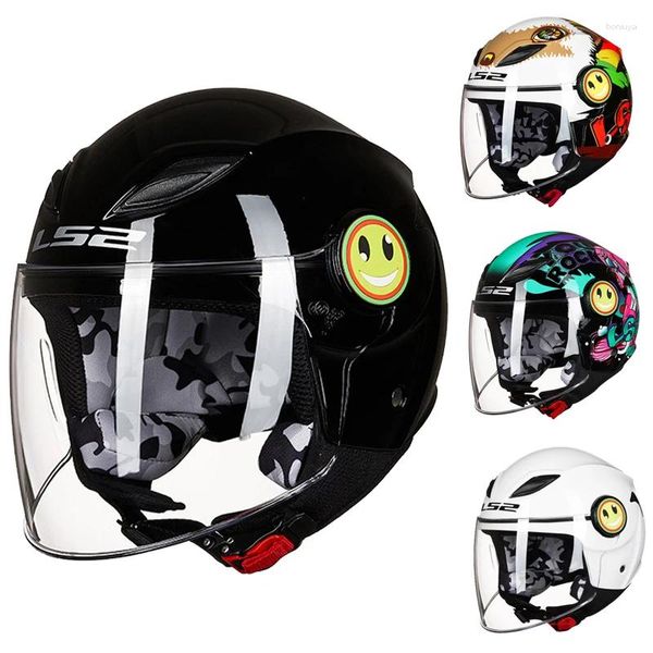 Motosiklet Kaskları LS2 Çocuk Kaskı Capacete 602 Çocuk 3/4 Açık Yüz Scooter Yarı Motosiklet