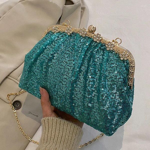 Bolsas de ombro 2024 Designer Mulheres lantejoulas chiques crossbody Noite de casamento embreagem lady shitbags glitter e bolsas