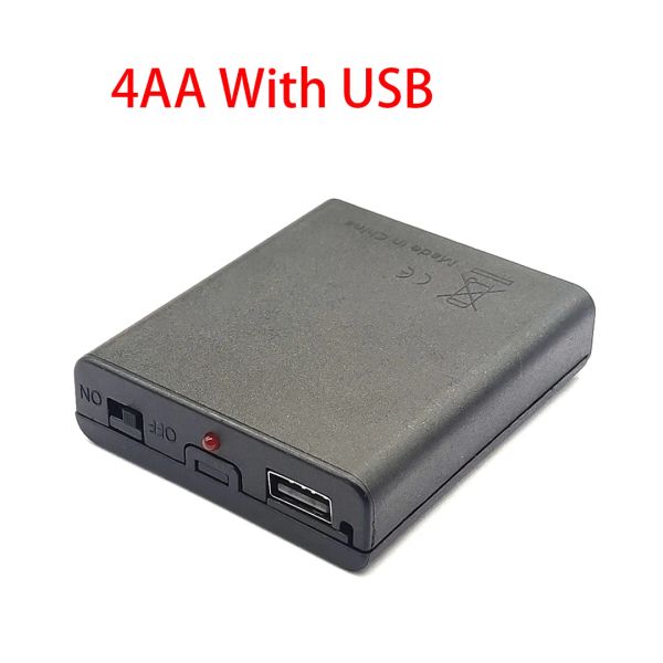 Zubehör AA -Batteriekasten mit Netzschalter und Anzeigelicht mit USB -Sockel 3Slots 4Slots AA Battery Case AA Batteriehalter 4.5V6V
