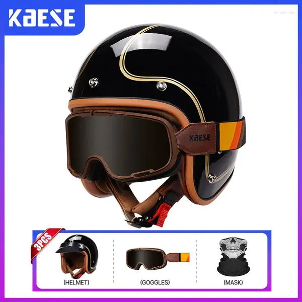 Мотоциклетные шлемы Открытое лицо шлема для мужчин для мужчин Взрослые ретро винтажные 3/4 гоночные скутер -крейсер Moped Pilot Dot