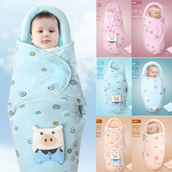 Battaniyeler 0-8m doğumlu bebek battaniye kundak toddler pamuk sevimli çizgi film kış sıcak uyku tulumları uyku çuval küçük bebek arabası sargısı