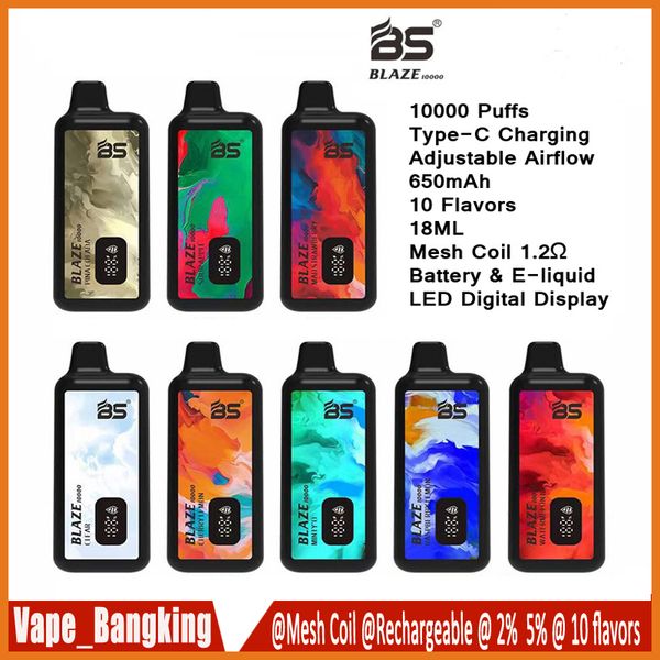 Originale Breze Stiik Blaze BS 10000 sbuffi 10k Penna a vapori di sigaretta e monouso con indicatore LED di alimentazione a batteria e-liquid