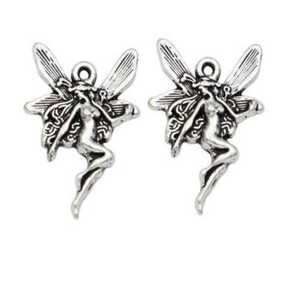 200pcs Alloy Angel Fairy Charms Antique Silver Charms Anhänger für Halskettenschmuck Erstellen 21x15mm247o215s4608496