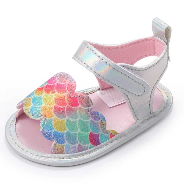 Sandalet Bebek Sandalet Yürümeye Başlayan Balık Ölçeği Desenleri Slip Anti-Slip ayakkabısı yürüyüş ayakkabıları 3-9 ay yaz için prewalker