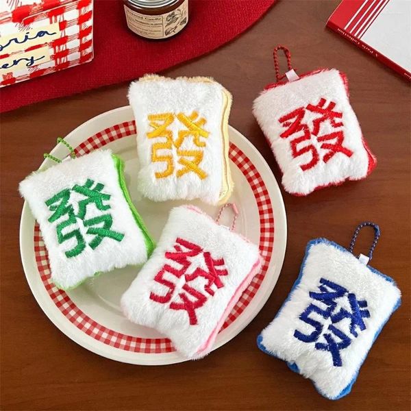 Dekorative Figuren Mini Mahjong Baumwollgefüllte Zubehör handgefertigtes DIY Sticked Bag Anhänger Plüsch Keychain
