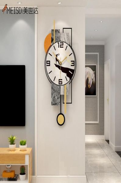 MEISD Design moderno Pendulum Wall Clock Art Decorativo Quartz Assista Silent Home Sala de estar criativa Big Horloge 2103106431877