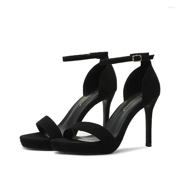 Sandali 2024 donne estive 9,5 cm tacchi alti 2 cm Piattaforma in pelle scamosciata in pelle scamosciata Lady Black Lady Stiletto Sandles Sandles Fetish Scarpe Fetish