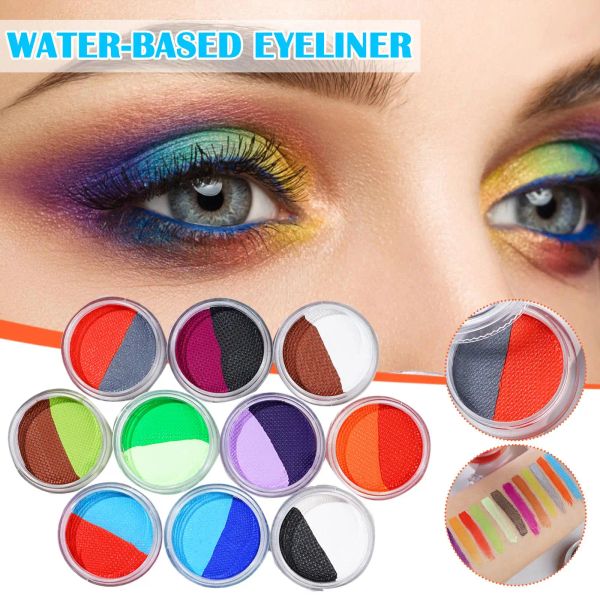 Eyeliner 10g Yüz Boya Su tabanlı Eyeliner Split Rainbow Cake Sarf Malzemeleri Su ile etkinleştirilen Eyeliner