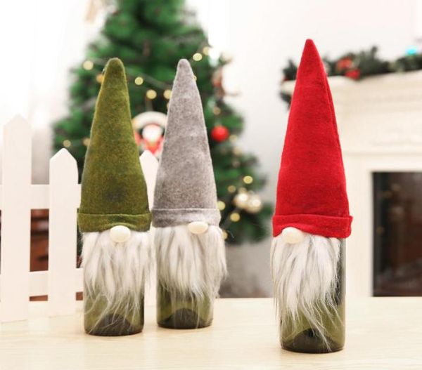 Новые рождественские подарочные пакеты украшения Санта -Клаус Сумка для вина стеклян