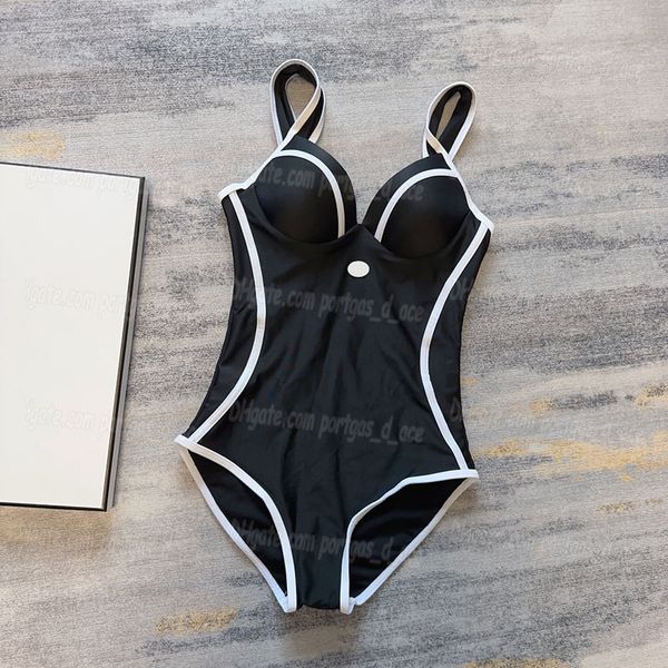 Push -up Frauen Badeanzug sexy Kontrast Farbe Ein Stück Badeanzug Sommer charmanter Strandbadeanzüge Schwarzweiß modische Badeanzüge