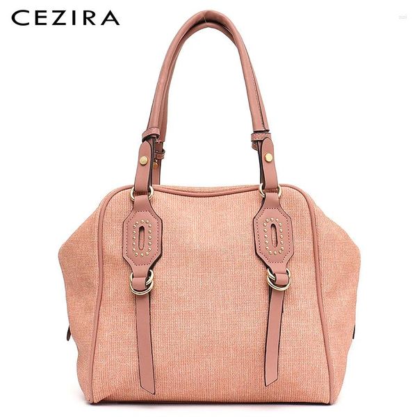 Bag Cezira Marke Design PU Vegan Leder Frauen Umhängetaschen Luxus Nieten Oberhand Eimer Großer Tasche Frauen Fashion Crossbody