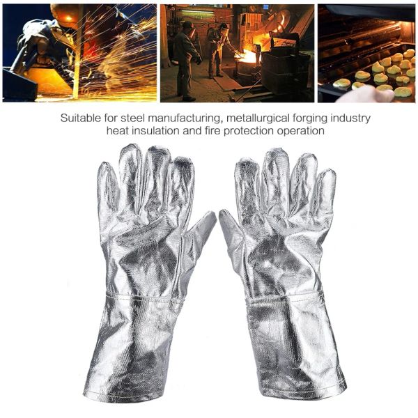 Перчатки с длинной безопасной работой теплостойкие перчатки алюминизированные пожарные плавки сварки сварки перчатки горячая распродажа 2022 Новая