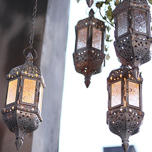 Kerzenhalter Retro -Stil Halter Langlebige Heim einfach Installieren Sie Party Eisenstruktur Romantische marokkanische Laternen -Hochzeitsgarten